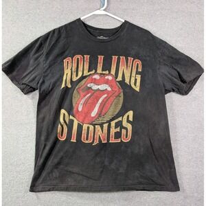 Rolling Stones Distressed Logo Band T-Shirt XL Black Graphic Rock Tee 2024 Faded